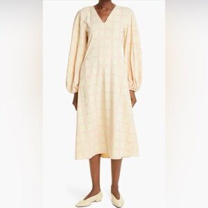 Stine Goya Rosen Grid Long Sleeve A-line Dress in 1751 Grid Fog. Size Medium